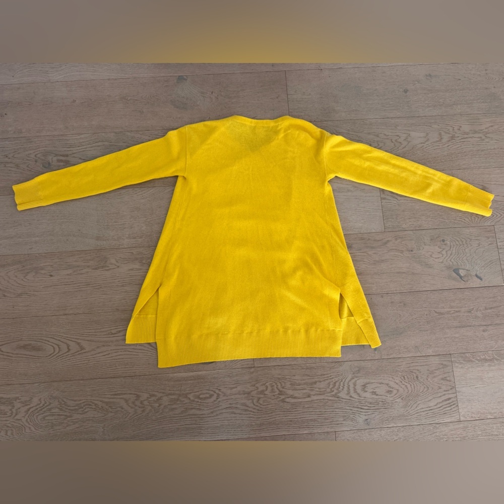 Diane Von Furstenburg Bright yellow wool blend cardigan sweater size M - Picture 10 of 11